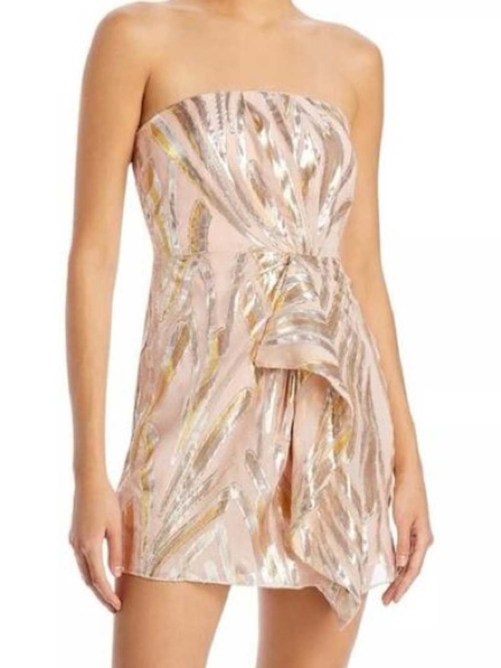 Ramy Brook Strapless Rose Gold Metallic Mini Dress